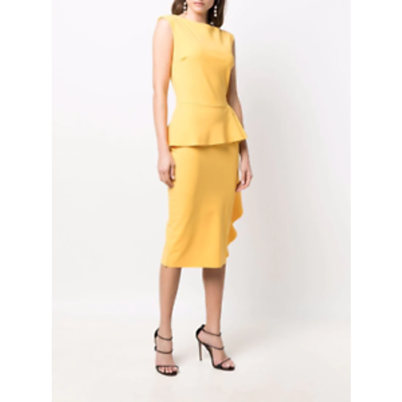 Chiara Boni La Petite Robe Peplum-Waist Midi Dress Ysize 42 / L Nwot
